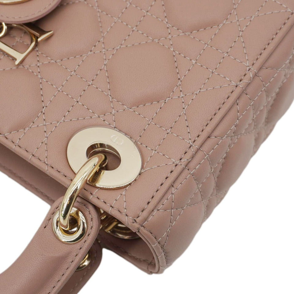 Christian Dior Lady Dior Mini Cannage Leather Crossbody Bag Rose