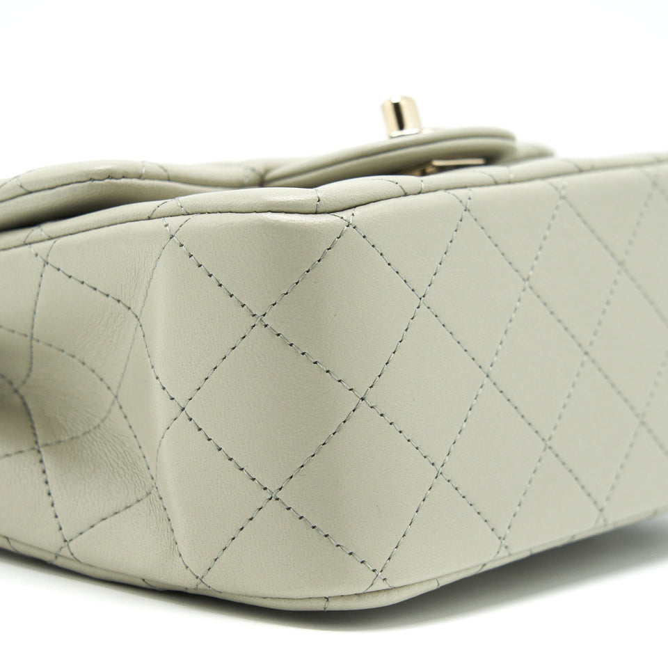 Chanel 22C Mini Square Flap Bag Lambskin Light Grey L