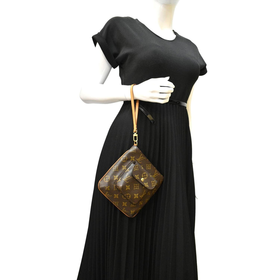 Louis Vuitton Partition Monogram Canvas Wristlet Clutch Bag Brown