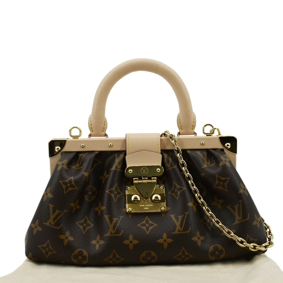 Louis Vuitton Monogram Canvas Clutch Shoulder Bag Brown