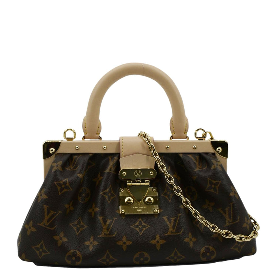 Louis Vuitton Monogram Canvas Clutch Shoulder Bag Brown