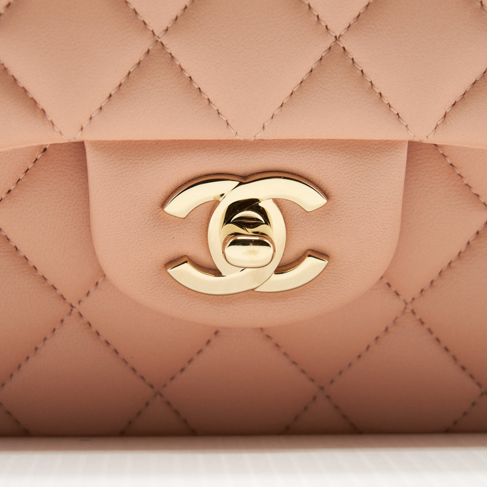 Chanel Small Classic Double Flap Bag Lambskin Pink L