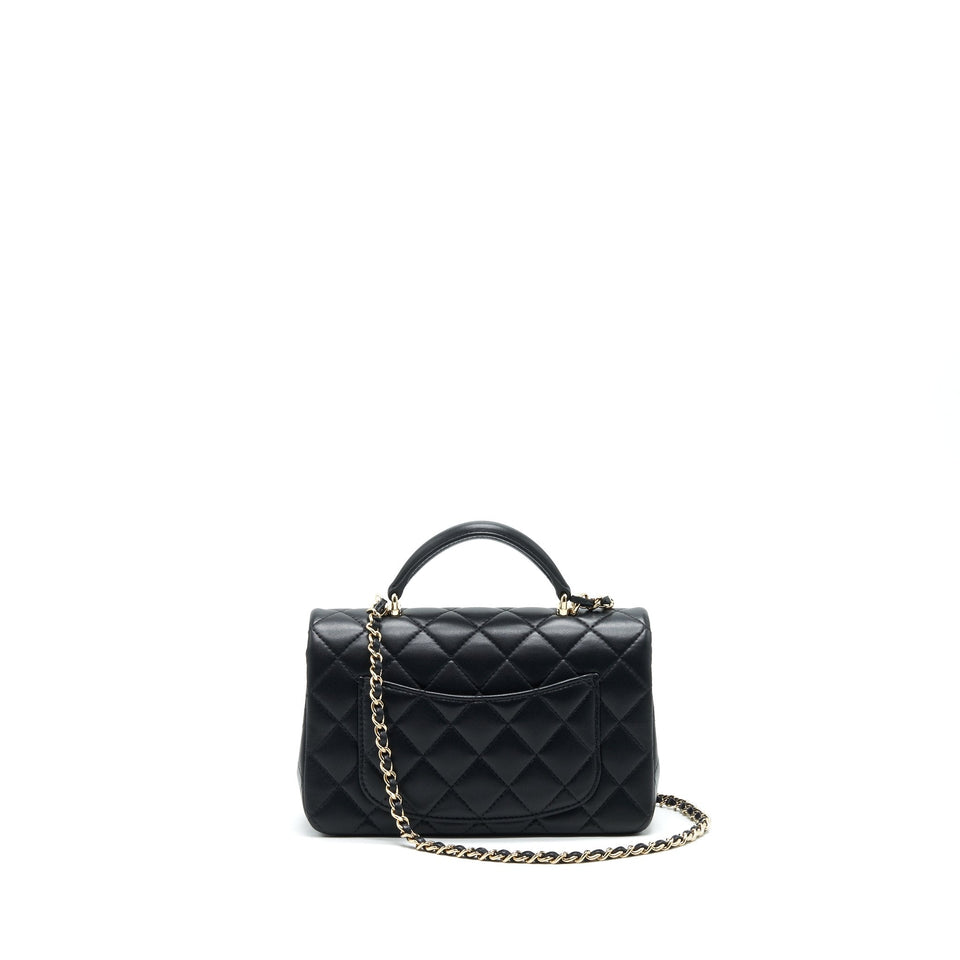 Chanel 21K Top Handle Mini Rectangular Flap Bag Black