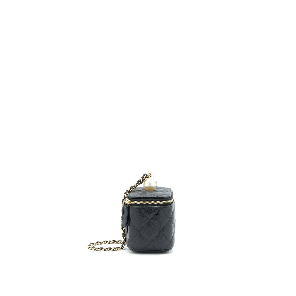 Chanel small Vanity Clutch with Chain with CC Pearl Caviar Black L