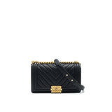 Chanel Chevron medium Boy Chanel Handbag Caviar Black