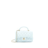Chanel 21K Mini Top Handle Rectangular Flap Bag Pastel Blue L