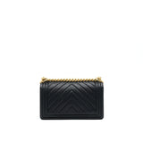 Chanel Chevron medium Boy Chanel Handbag Caviar Black