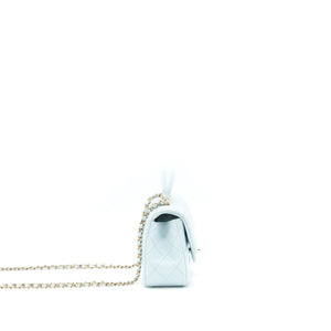 Chanel 21K Mini Top Handle Rectangular Flap Bag Pastel Blue L