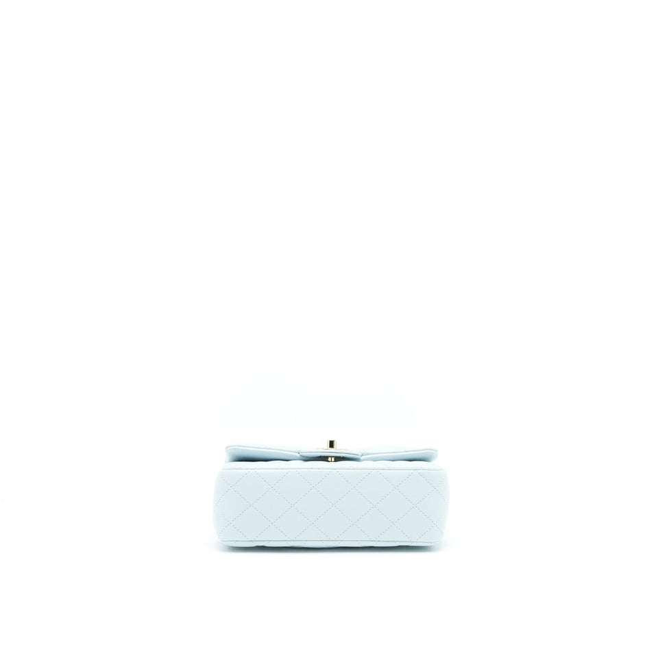 Chanel 21K Mini Top Handle Rectangular Flap Bag Pastel Blue L