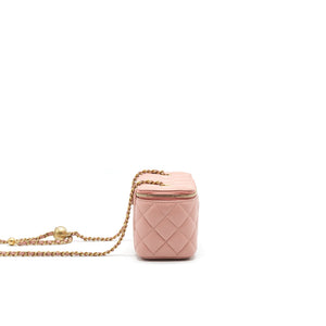 Chanel 21B pearl Crush rectangular Vanity with Chain Dark Pink