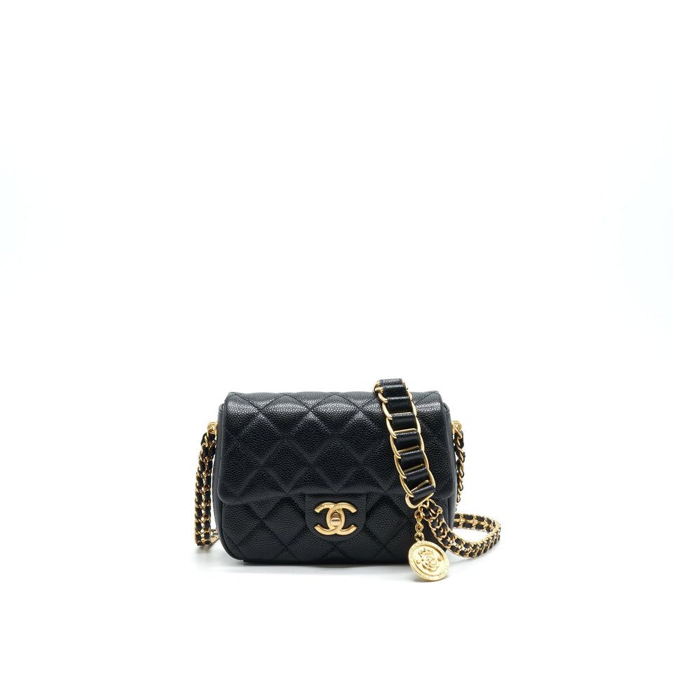 Chanel 21A Mini Square Flap Bag Caviar Black