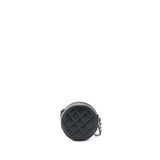 Chanel Crystal CC Logo Round Clutch with Chain Caviar Black L
