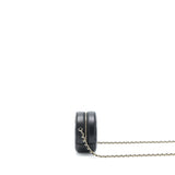 Chanel Crystal CC Logo Round Clutch with Chain Caviar Black L