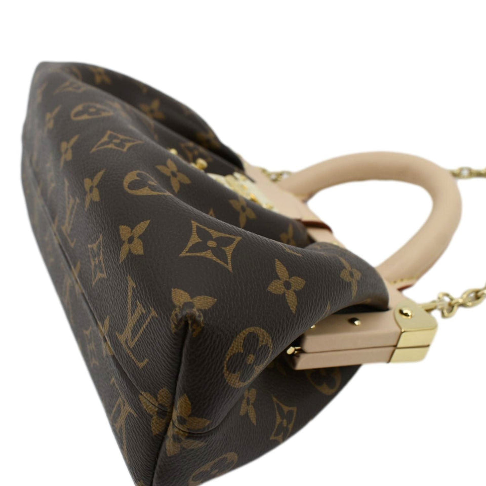 Louis Vuitton Monogram Canvas Clutch Shoulder Bag Brown