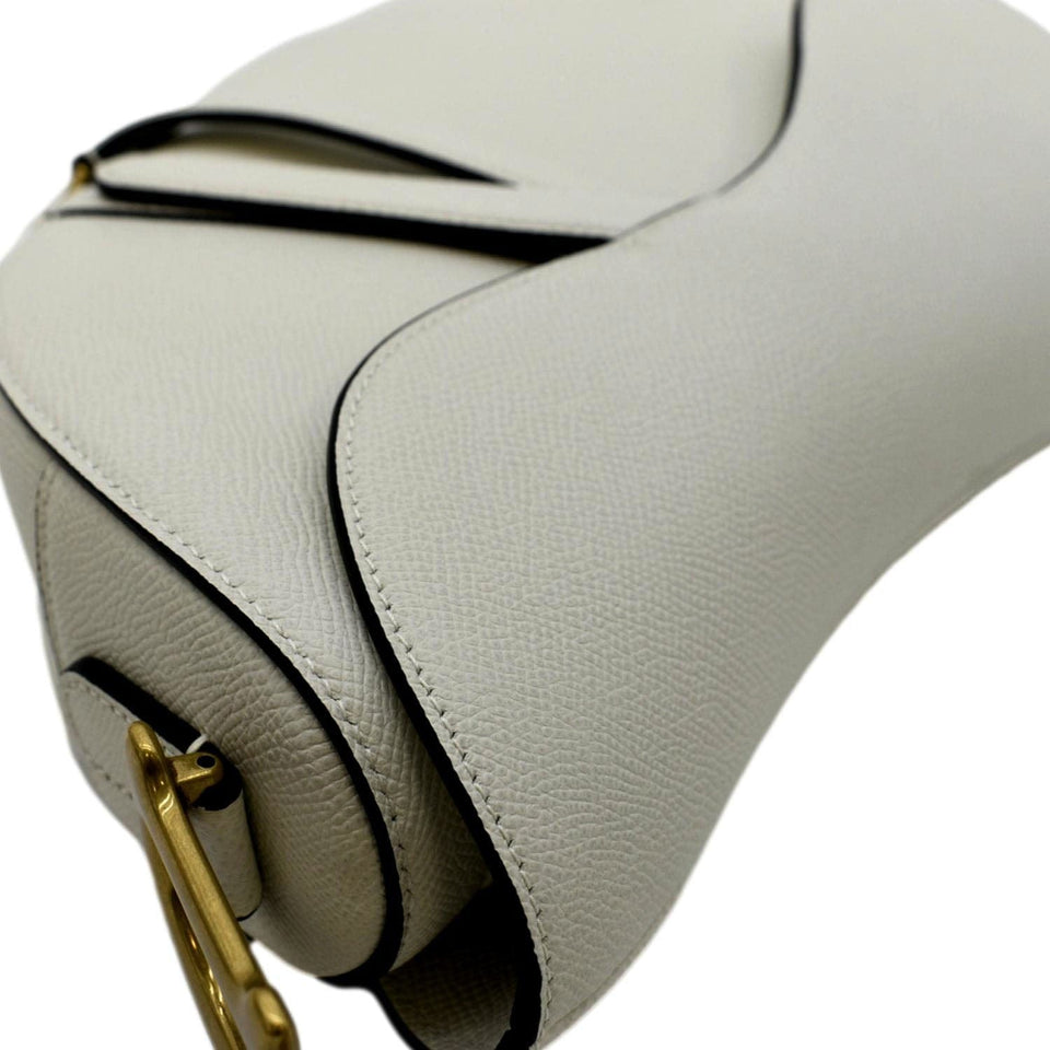 Christian Dior Saddle Grained Calfskin Leather Shoulder Bag Beige