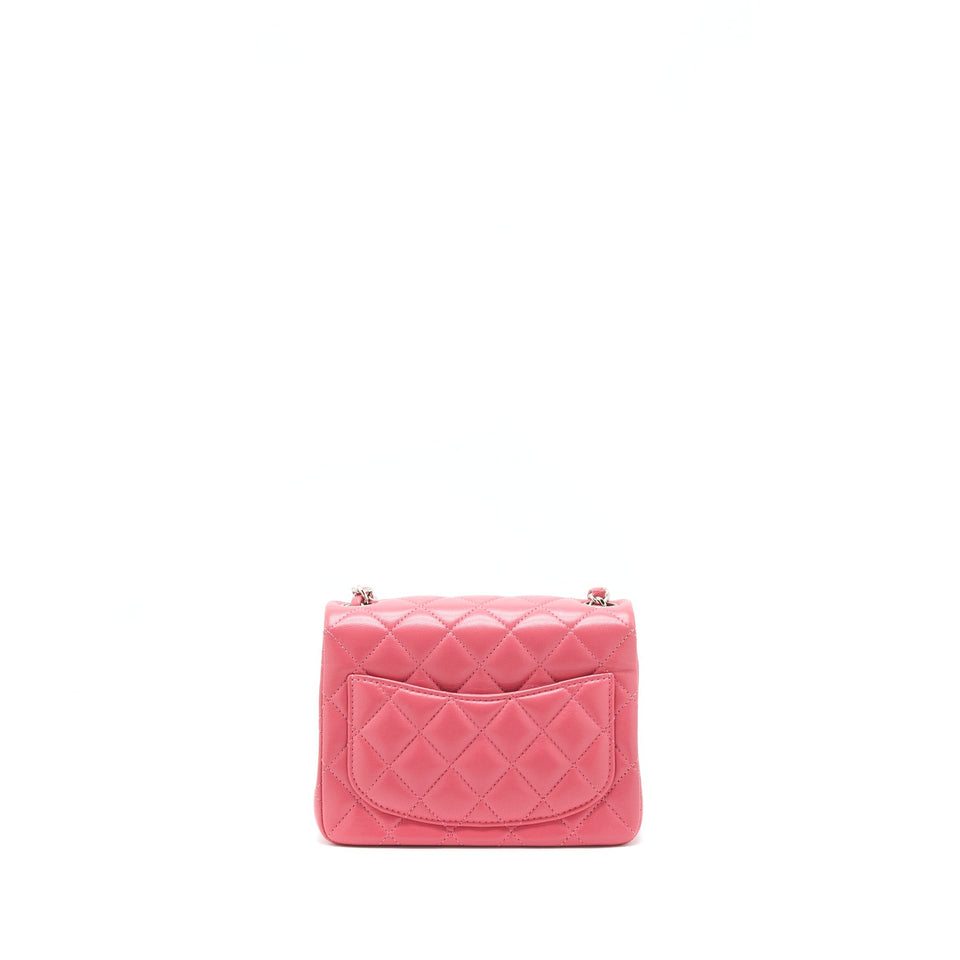 Chanel Mini Square Flap Bag Lambskin Pink