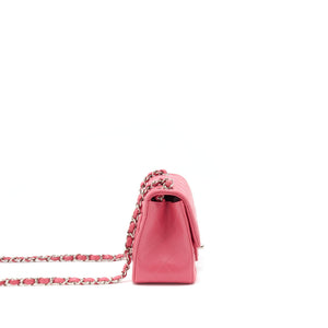 Chanel Mini Square Flap Bag Lambskin Pink