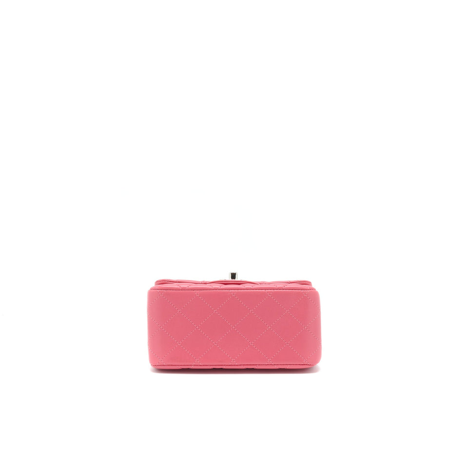 Chanel Mini Square Flap Bag Lambskin Pink