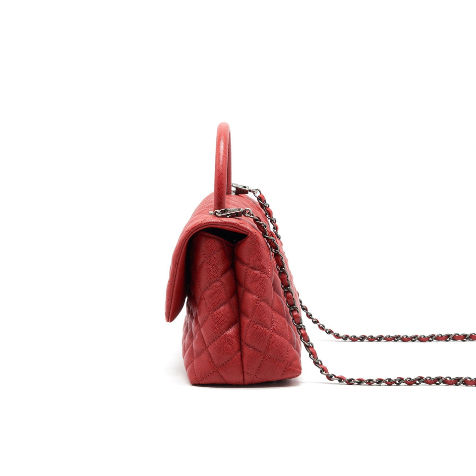 Chanel COCO HANDLE SMALL FLAP BAG RED CALFSKIN R