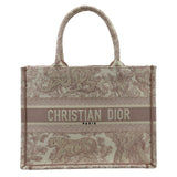 Christian Dior Book Toile de Jouy Motif Embroidery Canvas Tote Bag Pink