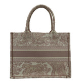 Christian Dior Book Toile de Jouy Motif Embroidery Canvas Tote Bag Pink