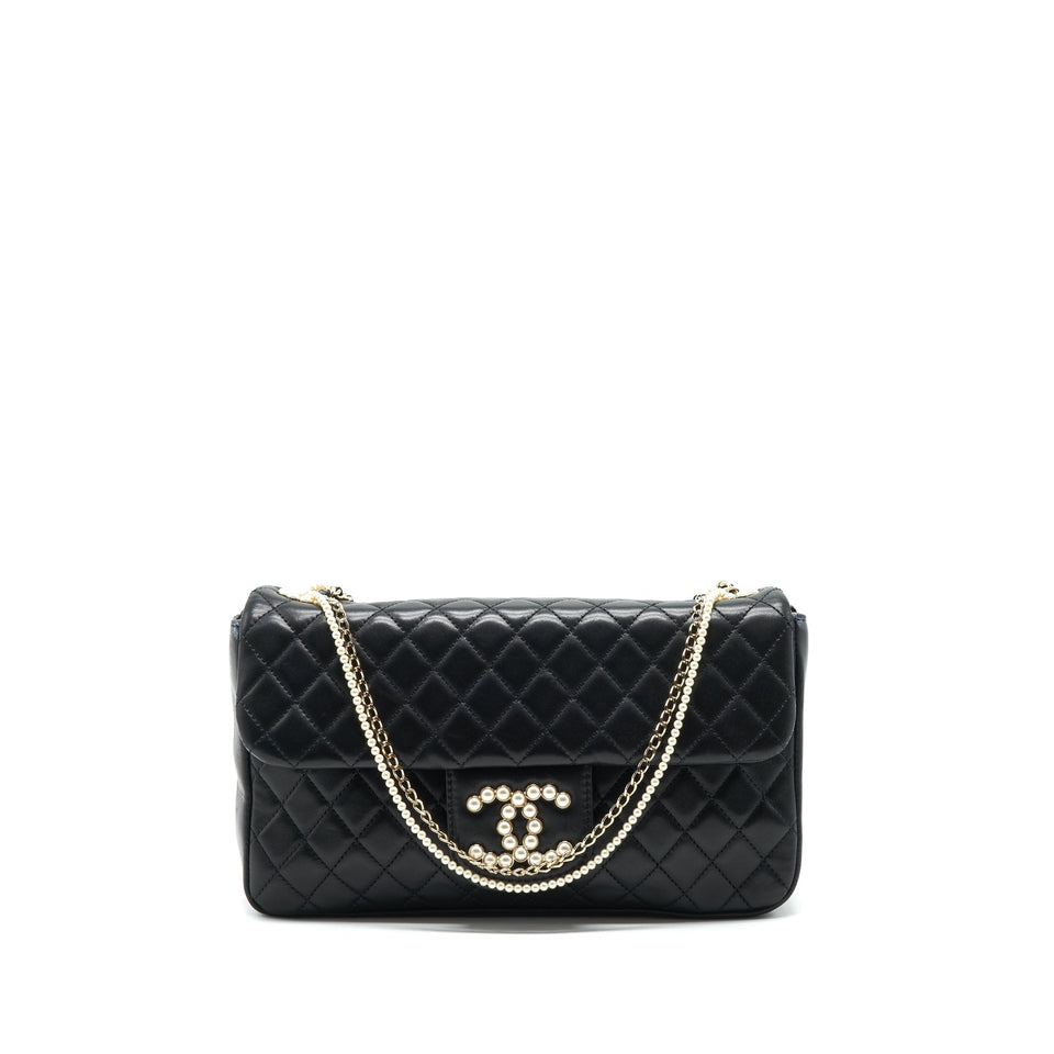 Chanel Westminster Shoulder Bag Lambskin Black L
