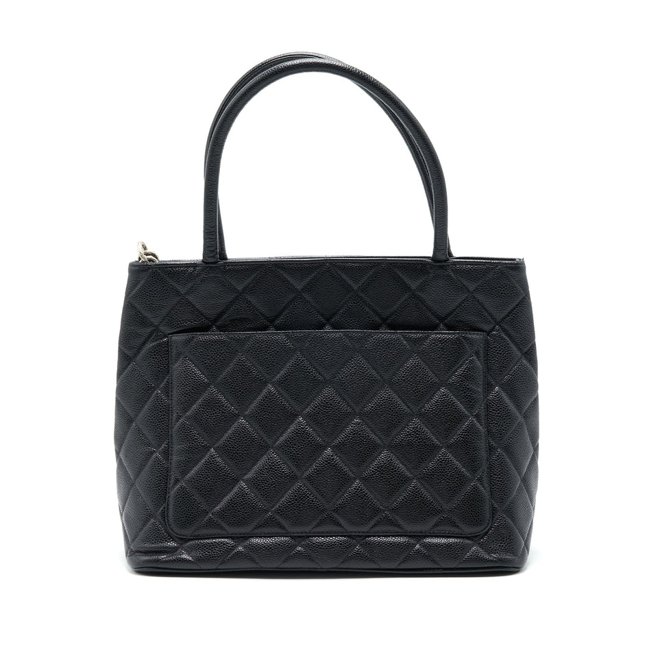 Chanel Vintag Medallion Tote Bag Caviar Black