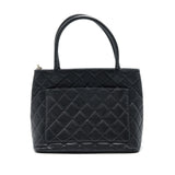 Chanel Vintag Medallion Tote Bag Caviar Black