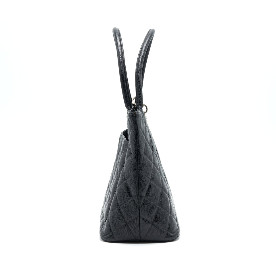 Chanel Vintag Medallion Tote Bag Caviar Black