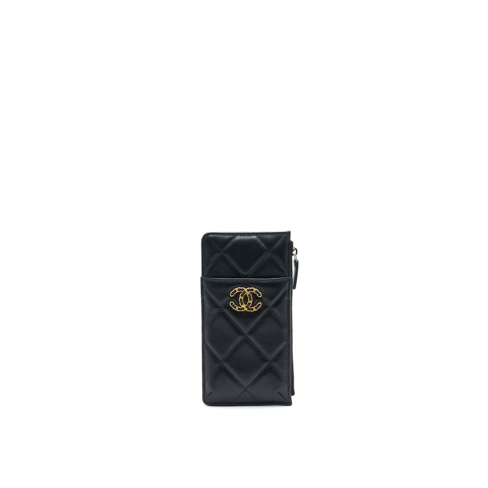 Chanel 19 Phone and  Holder Lambskin Quilted Black