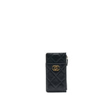 Chanel 19 Phone and  Holder Lambskin Quilted Black