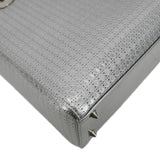 Christian Dior Lady Dior Medium Leather Shoulder Bag Metallic Silver