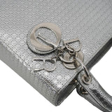 Christian Dior Lady Dior Medium Leather Shoulder Bag Metallic Silver