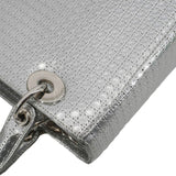 Christian Dior Lady Dior Medium Leather Shoulder Bag Metallic Silver