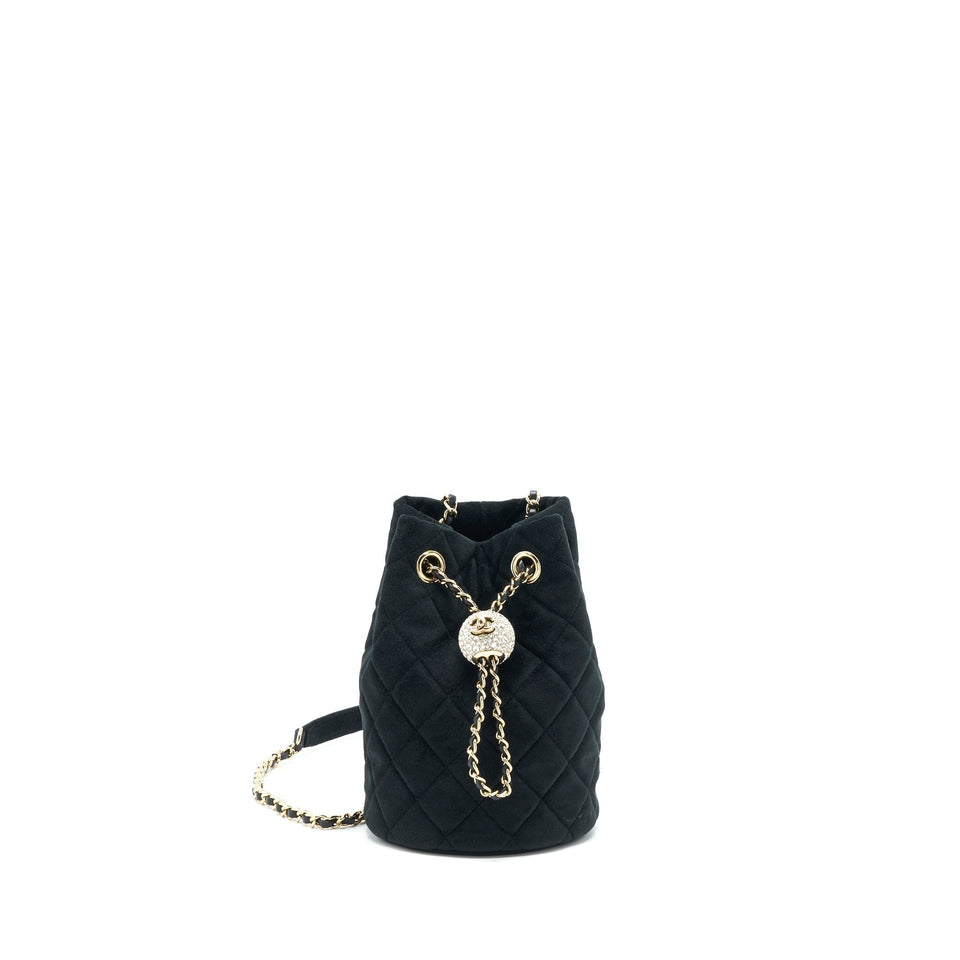 Chanel Pearl Crush On Chain Mini Bucket Velvet Black L