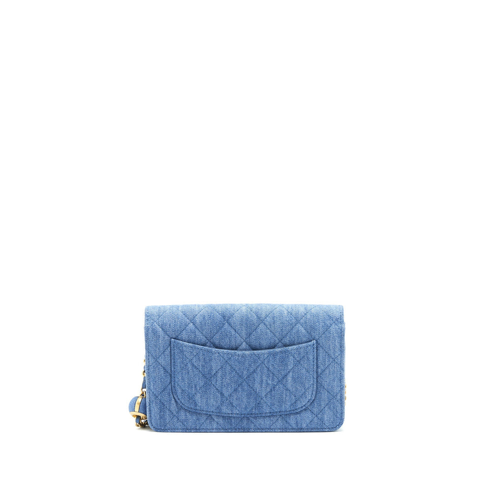 Chanel 22C Pearl Crush Wallet On Chain Denim