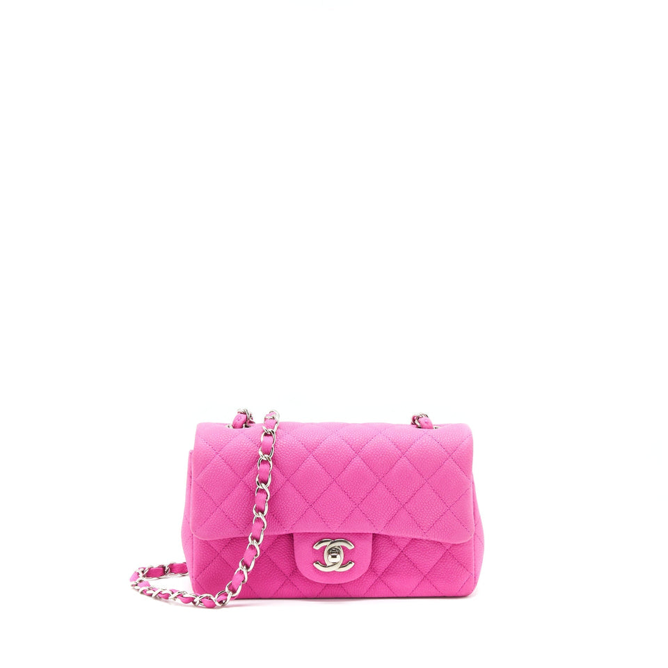 Chanel Mini Rectangular Flap Bag Grained Calfskin Pink