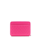 Chanel Quilted Zipper Clutch Lambskin Pink