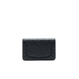 Chanel CHEVRON WALLET ON CHAIN BLACK  CALFSKIN