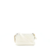 Chanel Gabrielle Clutch On Chain Aged Calfskin White With Silver And Gold Hardware