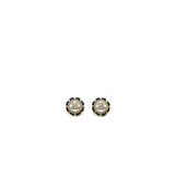 Chanel Round Pearl/Crystal/Leather Chain Earring Light Gold Tone