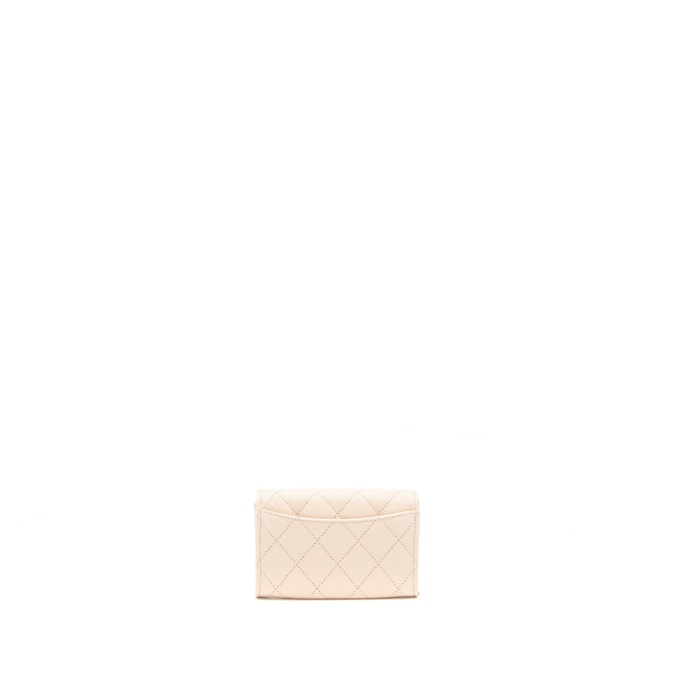 Chanel 22C Flap holder Caviar Light Beige L