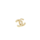 Chanel CC Logo Pearl/Crystal Earring Light Gold Tone
