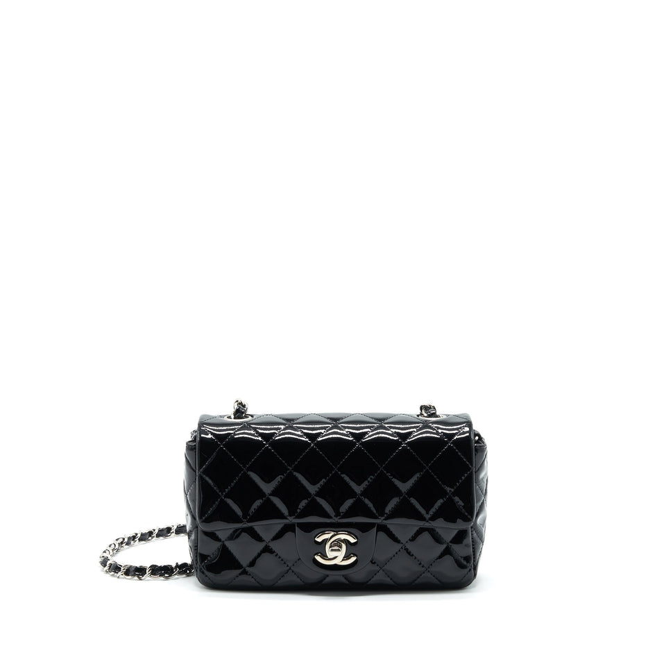 Chanel Mini Rectangular Flap Bag Patent Leather Black
