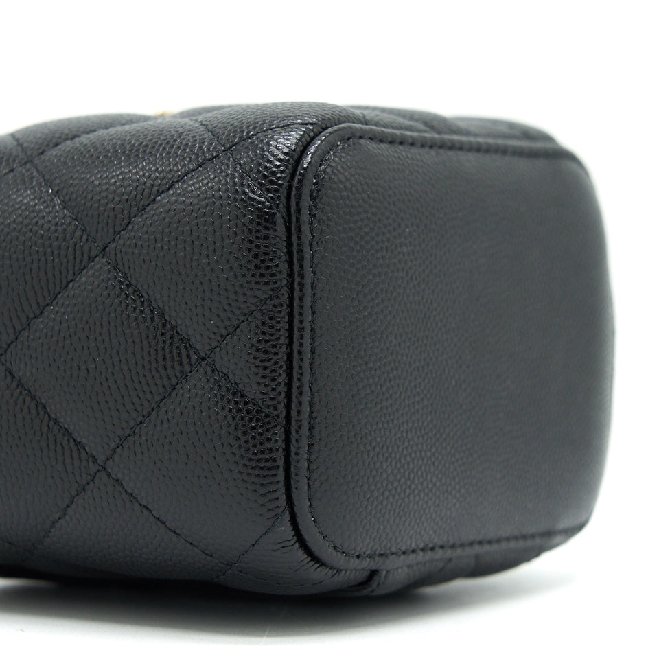 Chanel small Vanity Clutch with Chain with CC Pearl Caviar Black L