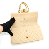 Chanel MEDIUM CLASSIC DOUBLE FLAP LAMBSKIN BEIGE WITH