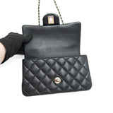 Chanel 21K Top Handle Mini Rectangular Flap Bag Black