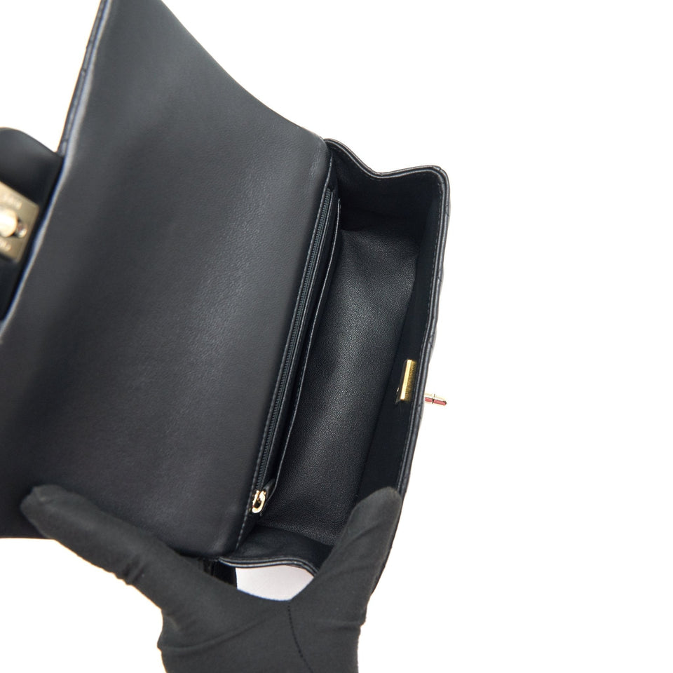 Chanel 21K Top Handle Mini Rectangular Flap Bag Black