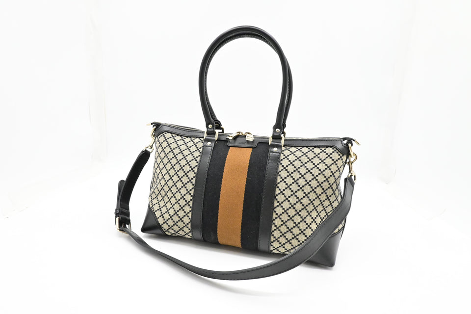 Gucci 2-Way Bag in Black Diamante Canvas