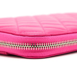 Chanel Quilted Zipper Clutch Lambskin Pink